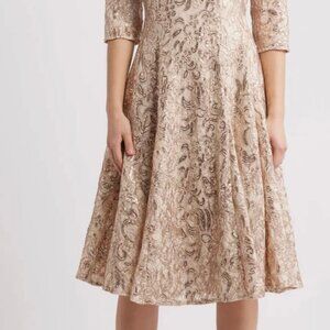 Tahari ASL Tahari Women's Sequined Sweetheart-Neck Midi Dress - Champagne - 14